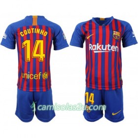 Camisolas de Futebol FC Barcelona Coutinho 14 Criança Equipamento Principal 2018/19 Manga Curta